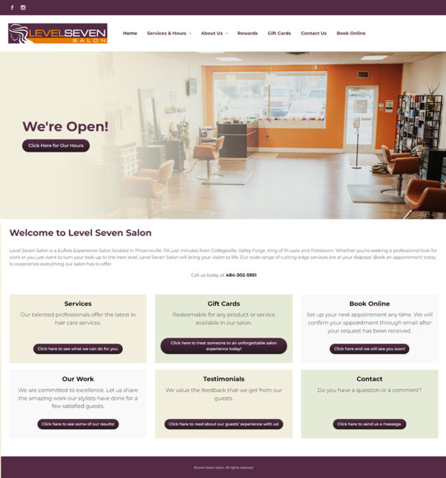 Level Seven Salon Website