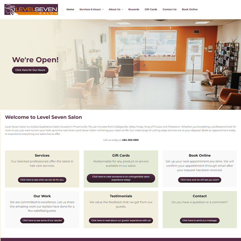 Level Seven Salon Website