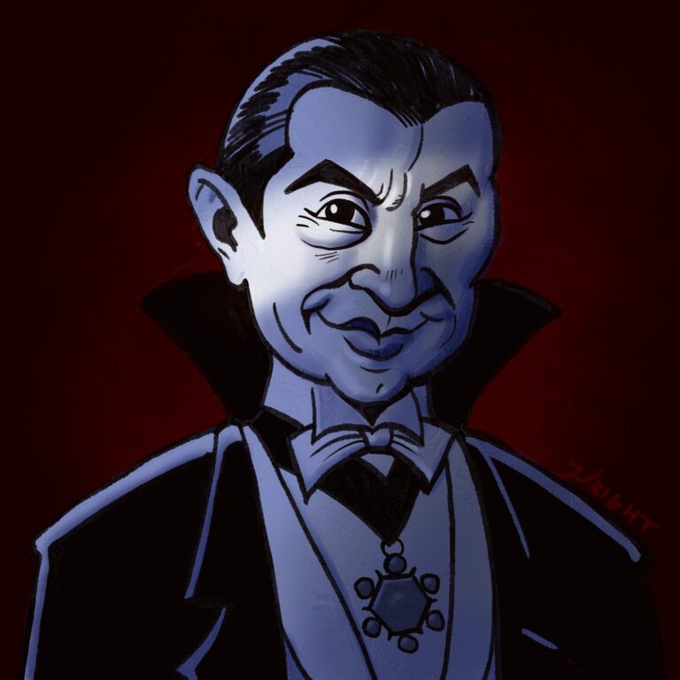 Portrait of the multi-talented and much maligned actor, Bela Lugosi portraying his most famous role - Dracula.